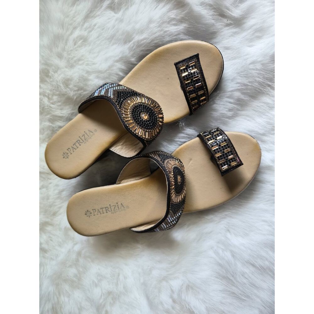 Size 8 Women's Patrizia Heena Sandals Unique Jeweled Brown Spiral With Toe Strap